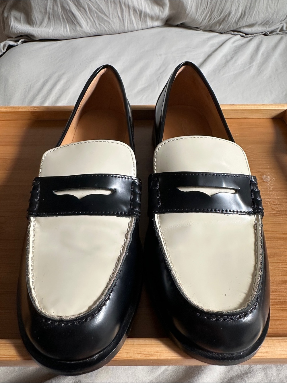 Madewell Black & Cream Two-Tone Penny Loafers